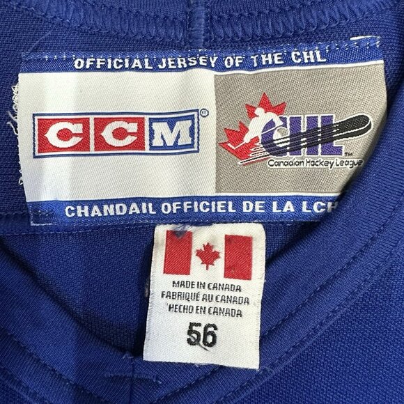 OHL CHL Hockey Jersey Stitched CCM Practice Size 56 Blue Fight Strap - Picture 3 of 7